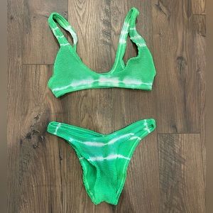 Bond-Eye Swimsuit Scout Bikini Set in Lime Green Tie Dye
